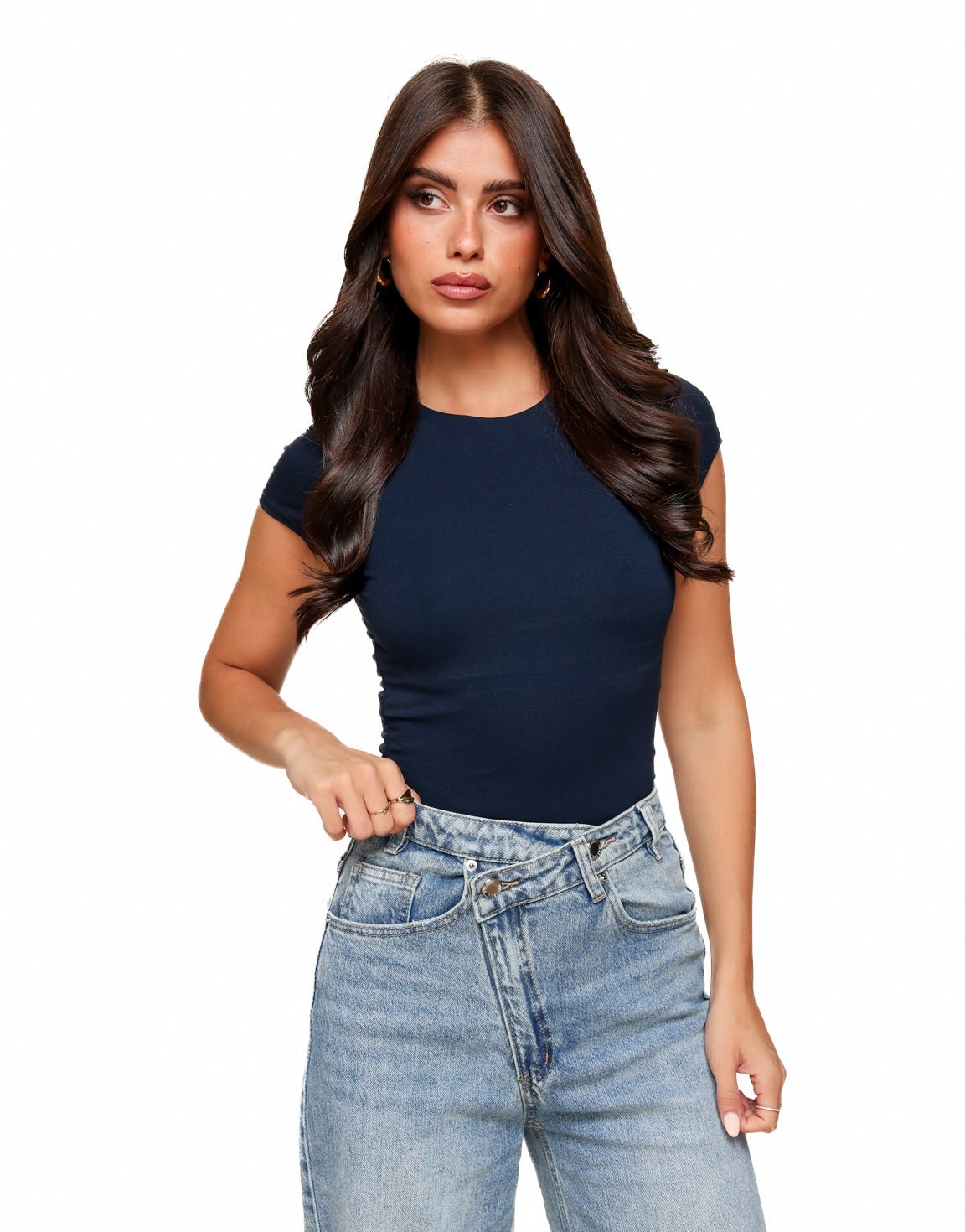 Donkerblauwe Basic SS - Top - Olivia & Kate