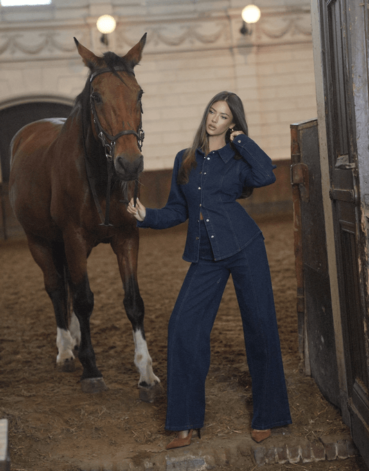 Donkerblauwe Gestikte Naden - Set - Olivia & Kate