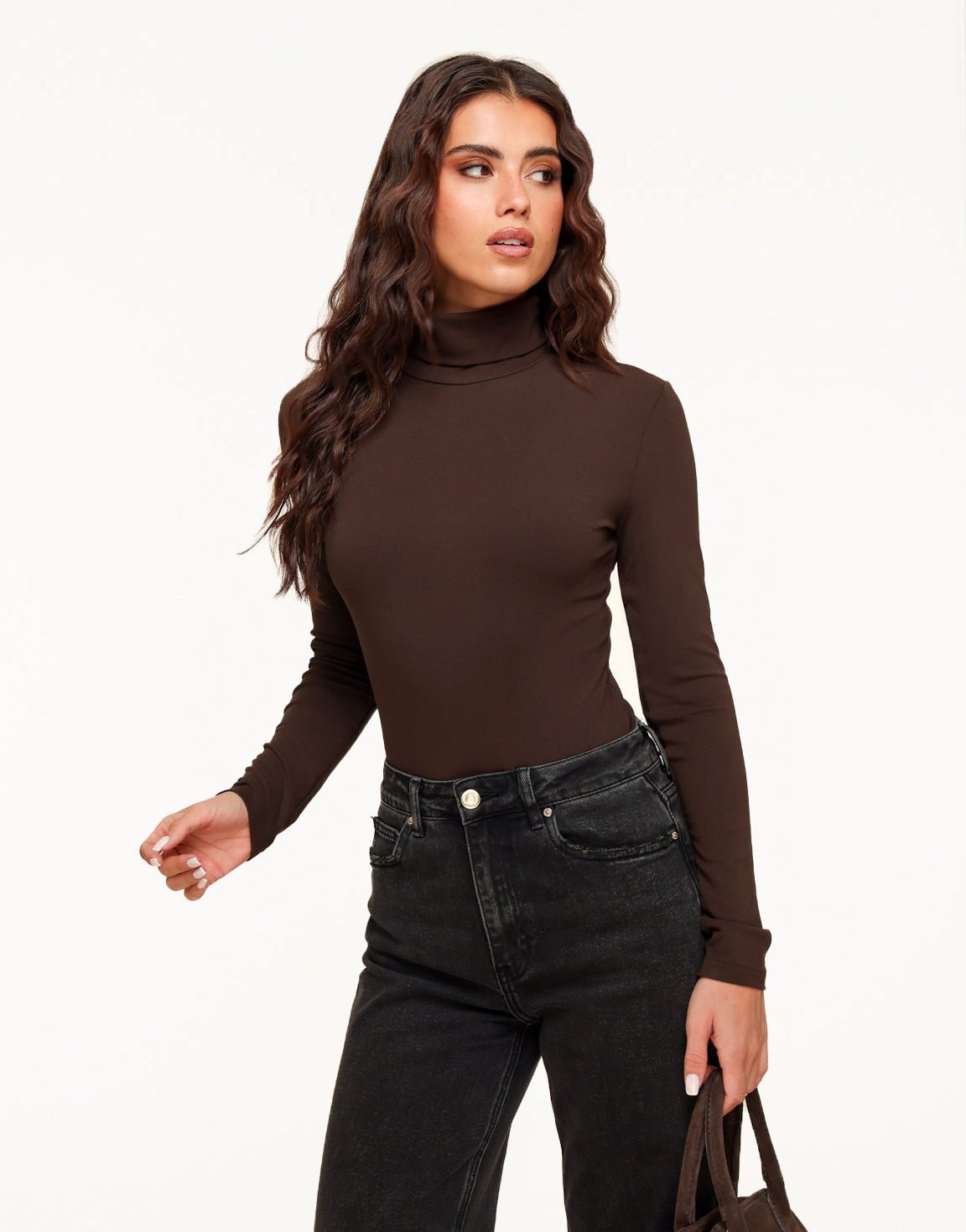 Dark brown Basic High Neck - Body - Olivia & Kate