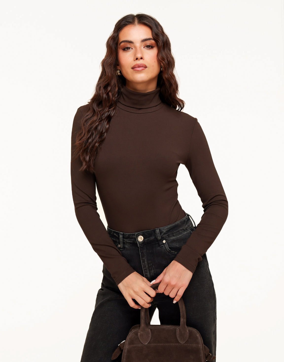 Dark brown Basic High Neck - Body - Olivia & Kate