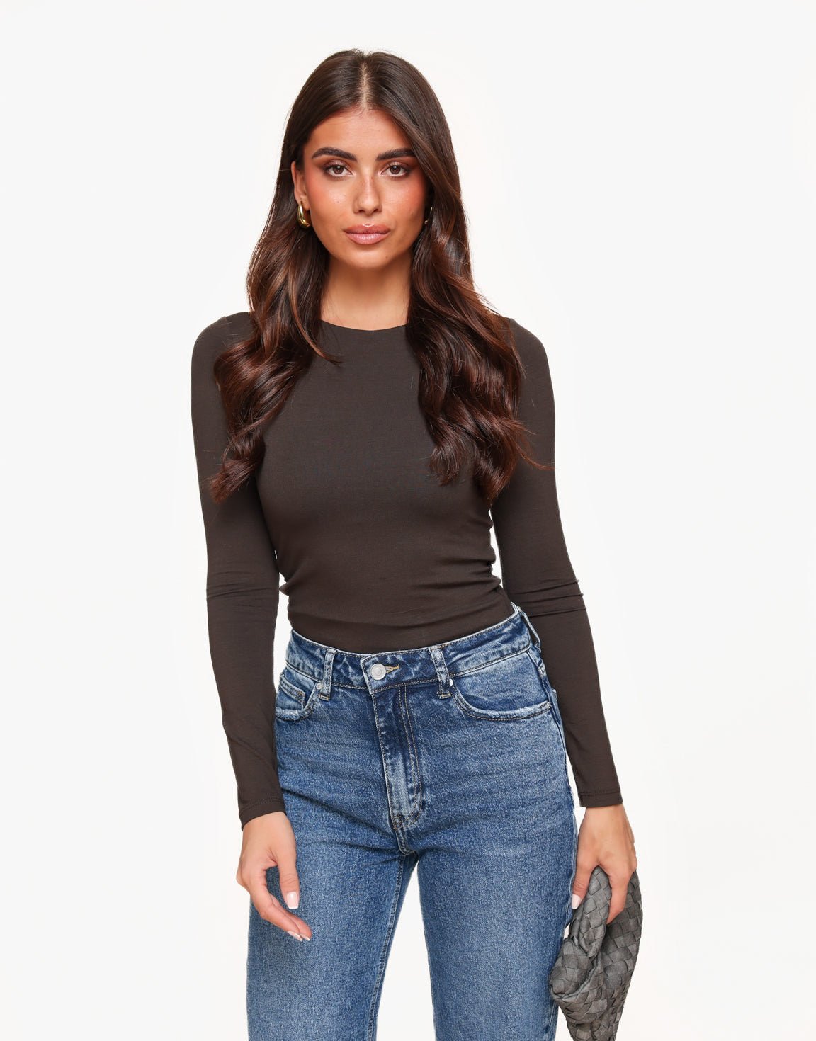 Donkerbruine Basic LS - Top - Olivia & Kate