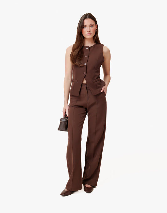Donkerbruine Basic Rechte - Pantalon - Olivia & Kate