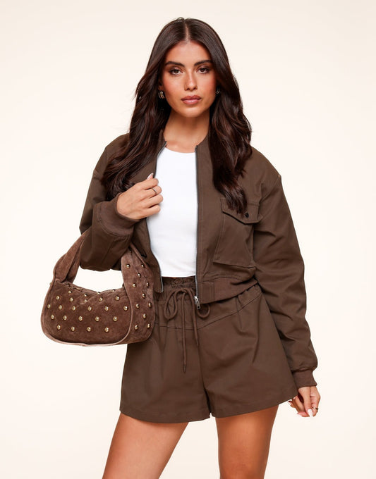 Donkerbruine Bomber Cropped - Jasje - Olivia & Kate