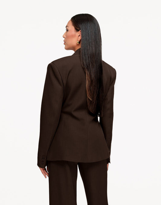 Donkerbruine Classic Getailleerde Knopen - Blazer - Olivia & Kate