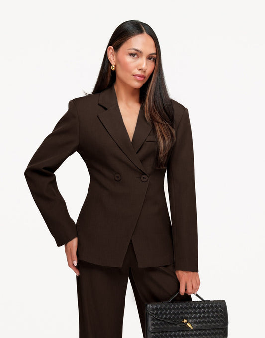 Donkerbruine Classic Getailleerde Knopen - Blazer - Olivia & Kate