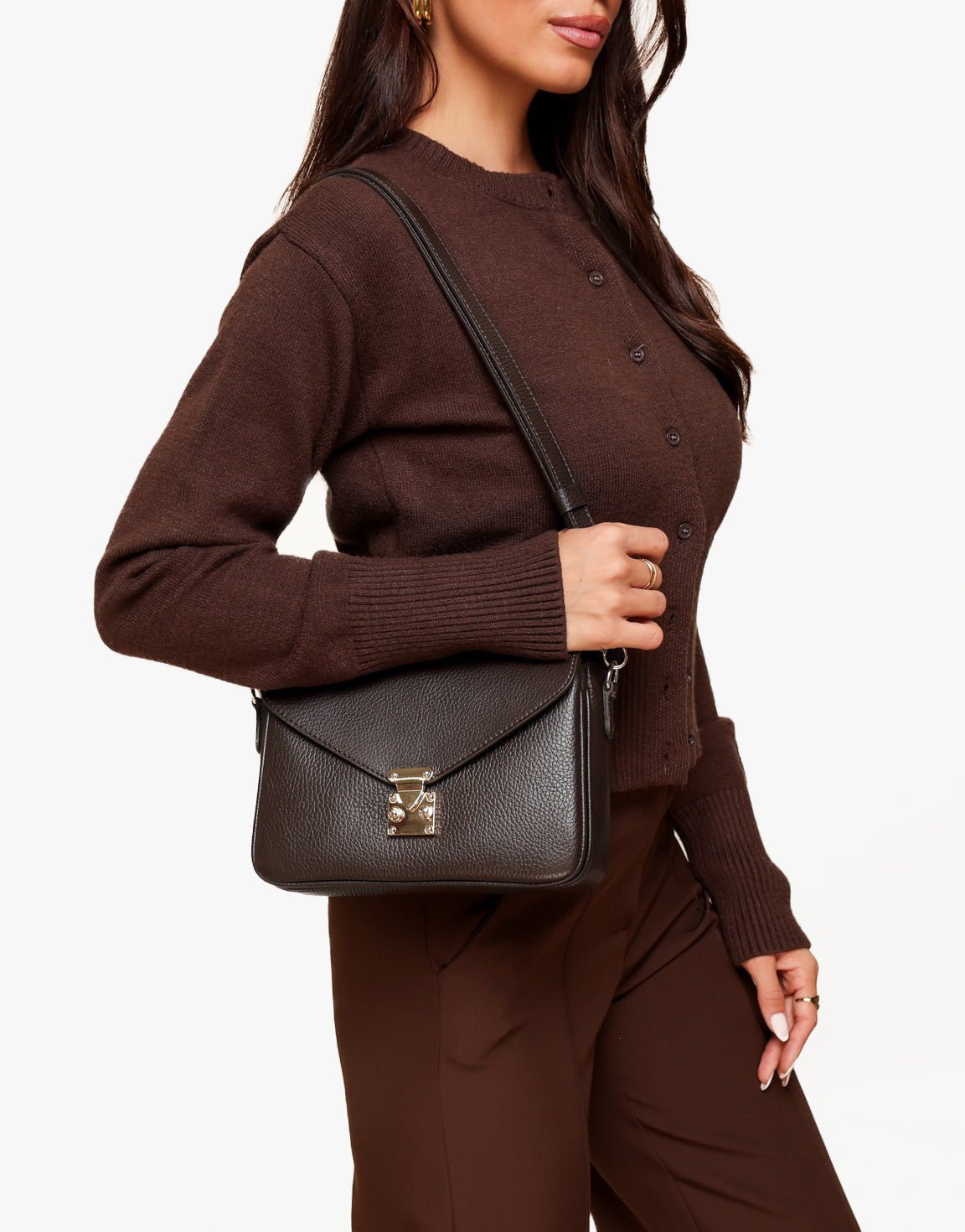 Donkerbruine Classic Leren - Tas - Olivia & Kate