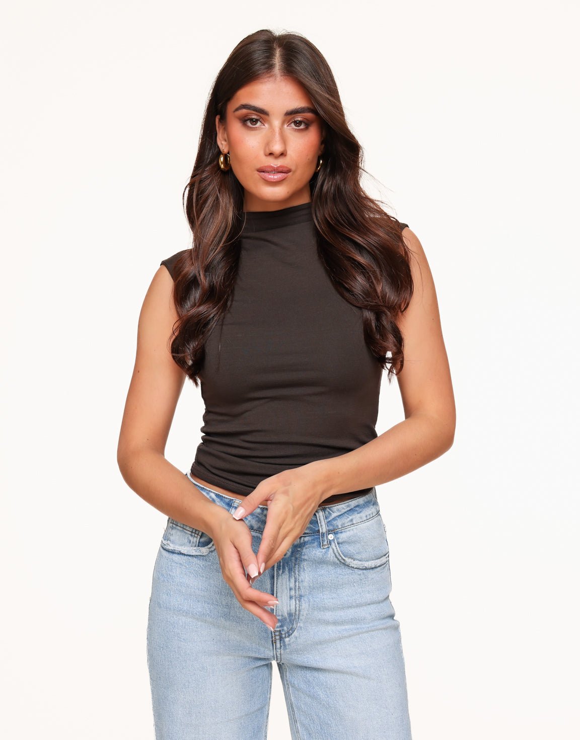 Donkerbruine Col SS - Top - Olivia & Kate