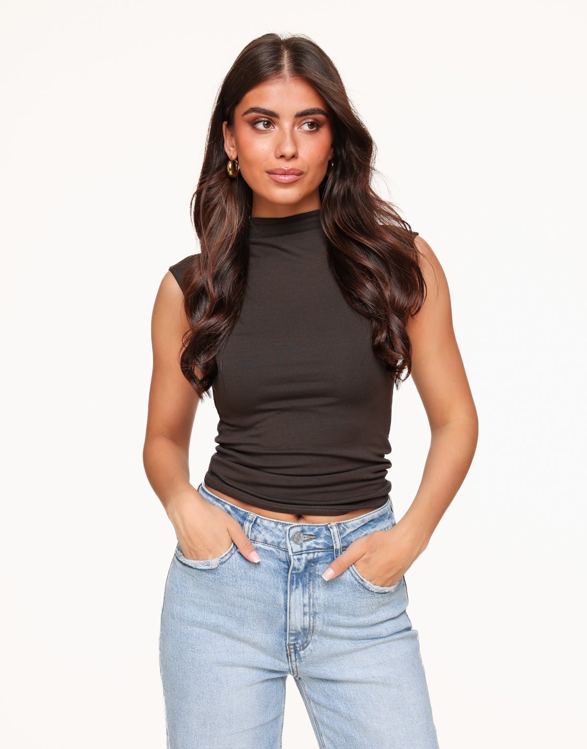 Donkerbruine Col SS - Top - Olivia & Kate