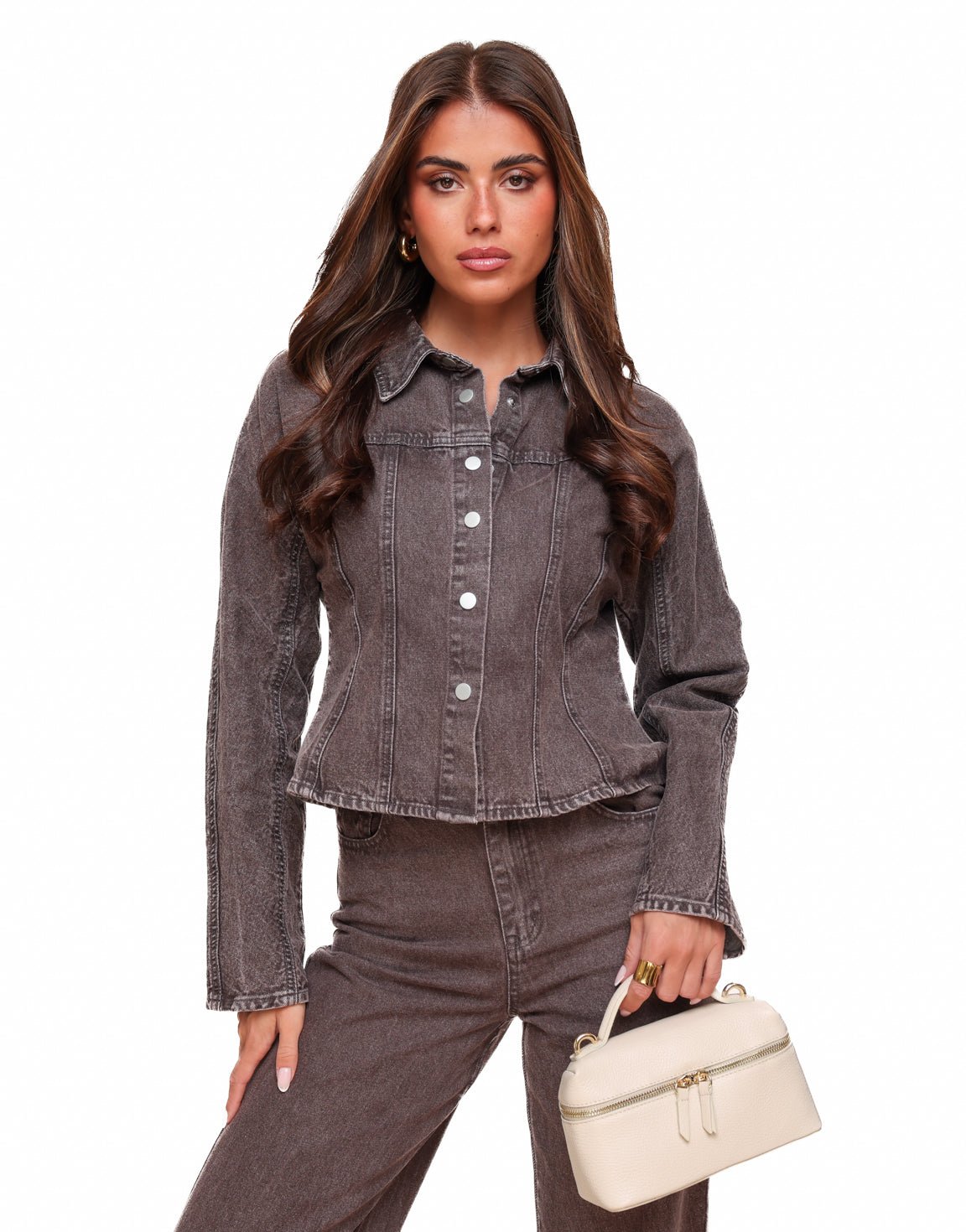 Donkerbruine Denim Edit LS - Set - Olivia & Kate