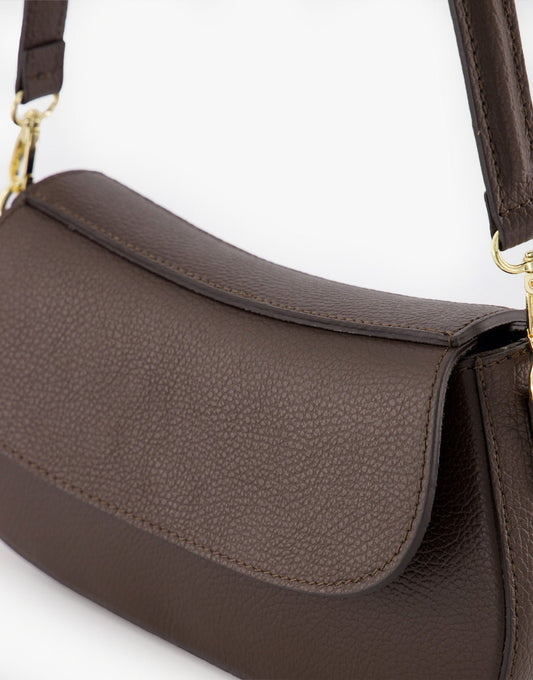 Donkerbruine Elegante Leren - Tas - Olivia & Kate