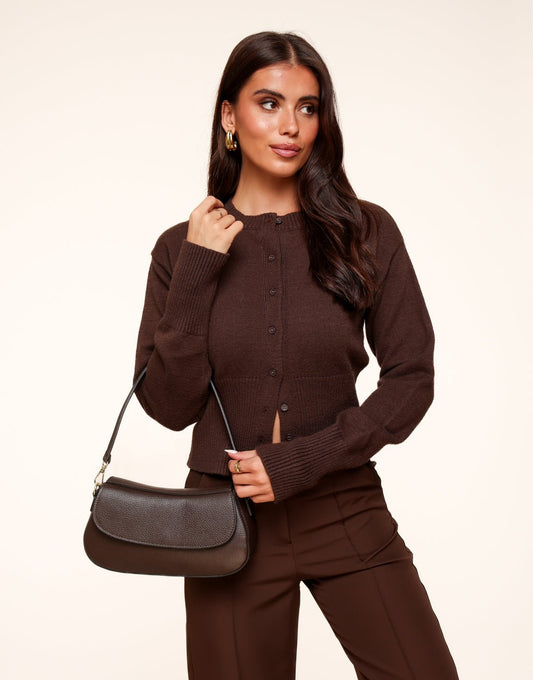Donkerbruine Elegante Leren - Tas - Olivia & Kate