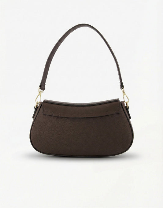 Dark Brown Elegant Leather - Bag - Olivia & Kate