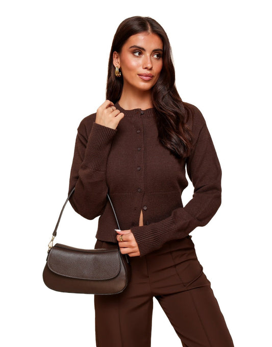 Dark Brown Elegant Leather - Bag - Olivia & Kate