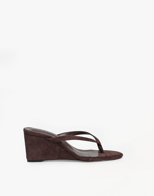 Donkerbruine Faux Suede Slipper Slee - Hak - Olivia & Kate