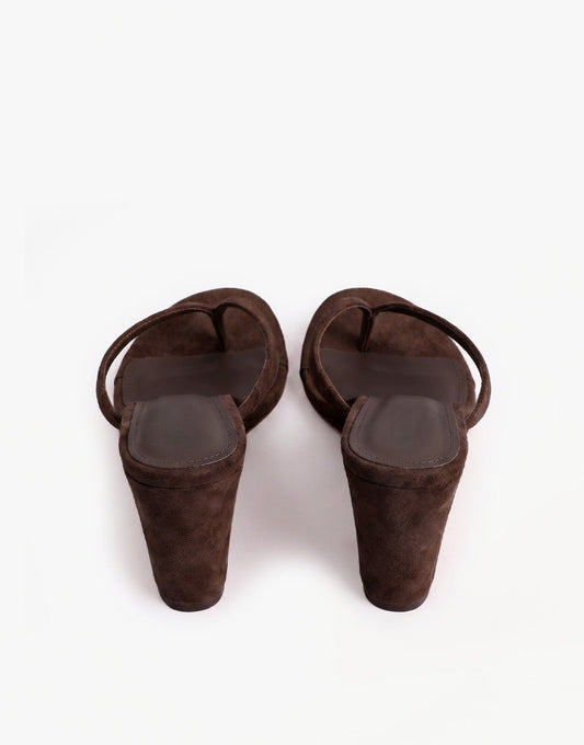Donkerbruine Faux Suede Slipper Slee - Hak - Olivia & Kate