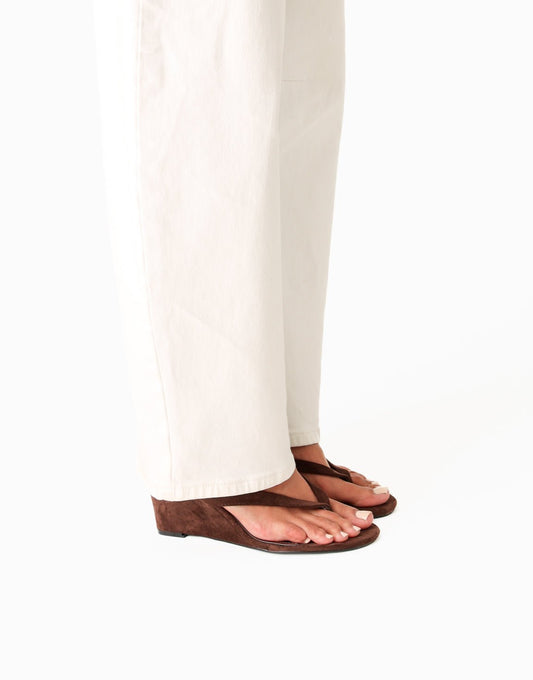Donkerbruine Faux Suede Slipper Slee - Hak - Olivia & Kate