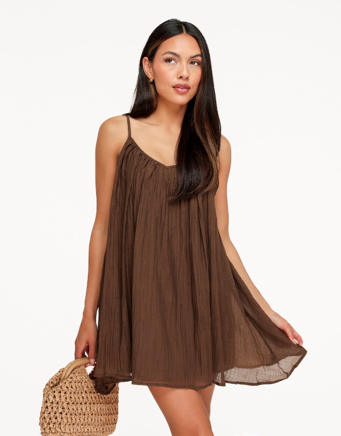 Donkerbruine Flowy - Jurk - Olivia & Kate