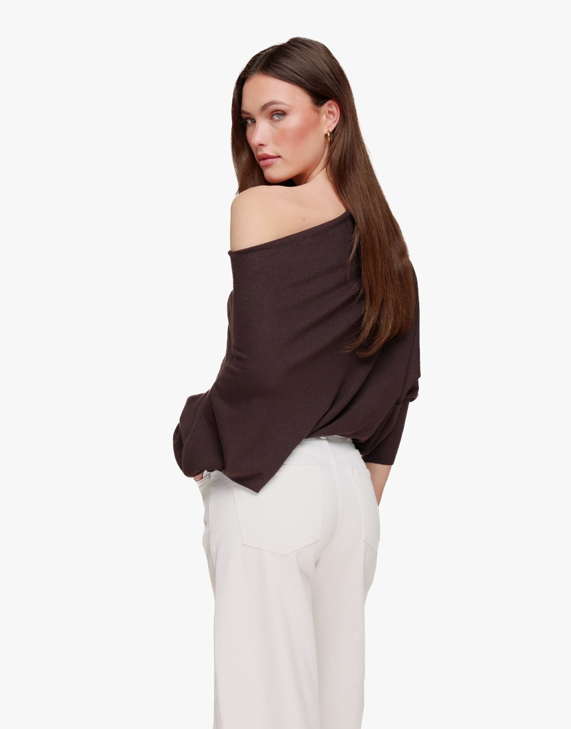 Donkerbruine Gebreide 2 Kanten 3/4 Mouwen - Top - Olivia & Kate