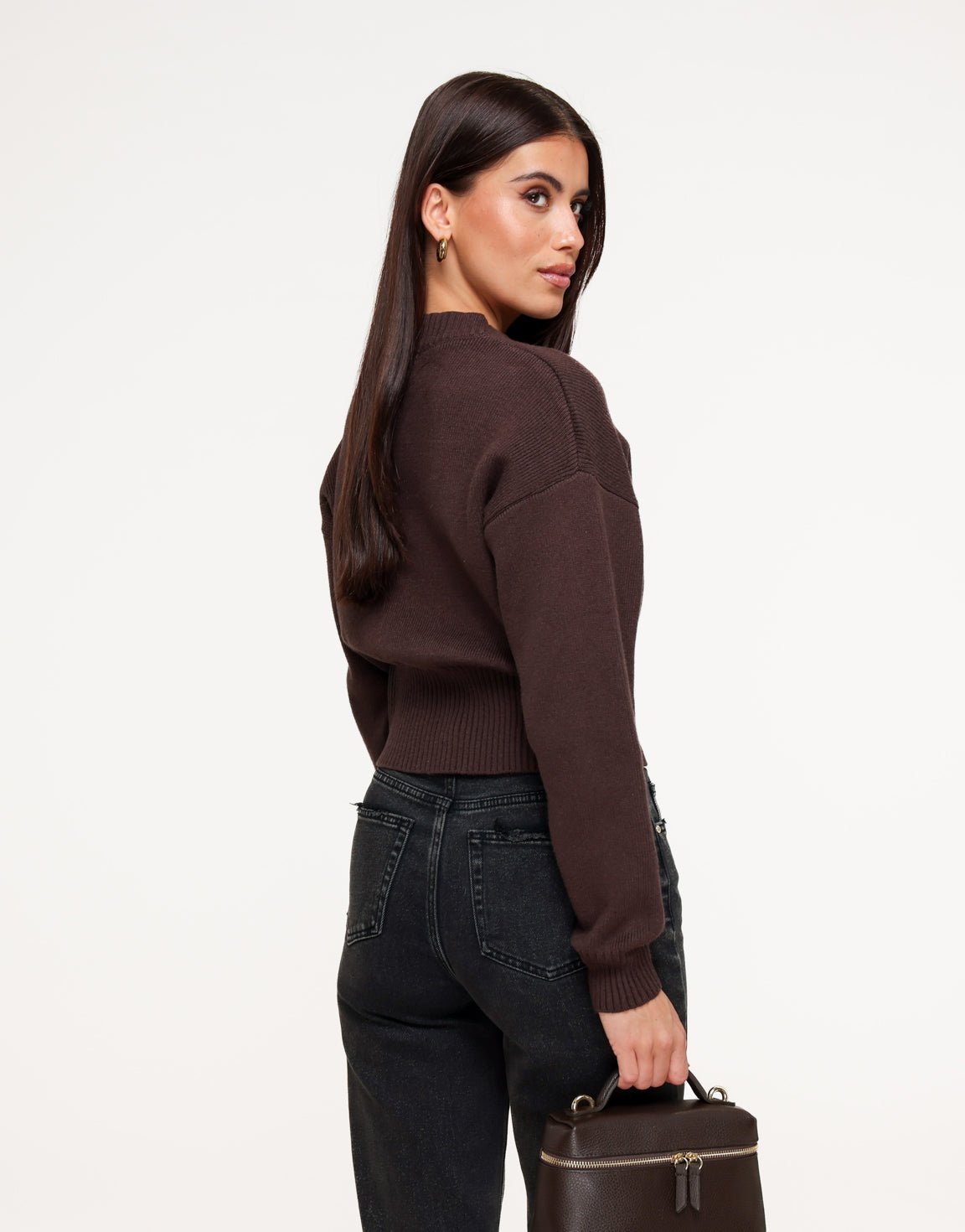 Donkerbruine Gebreide Rits - Vest - Olivia & Kate