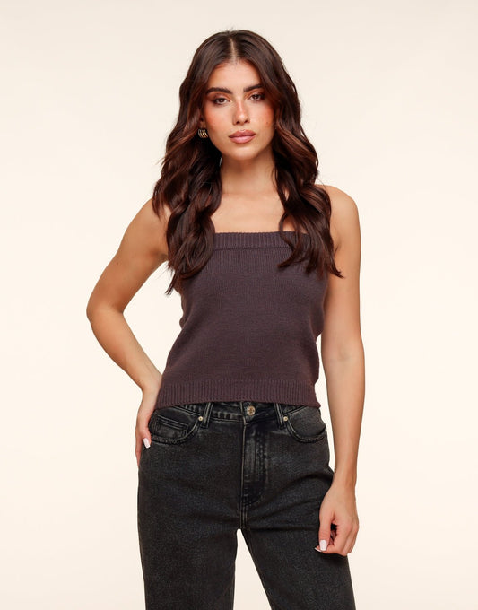 Donkerbruine Gebreide Tube - Top - Olivia & Kate