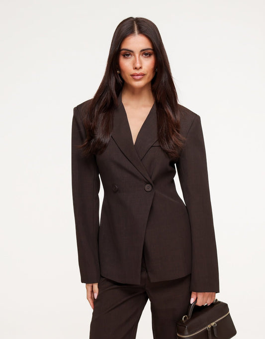 Donkerbruine Getailleerde - Blazer - Olivia & Kate