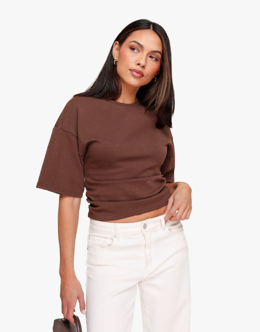 Donkerbruine Getailleerde - T-shirt - Olivia & Kate