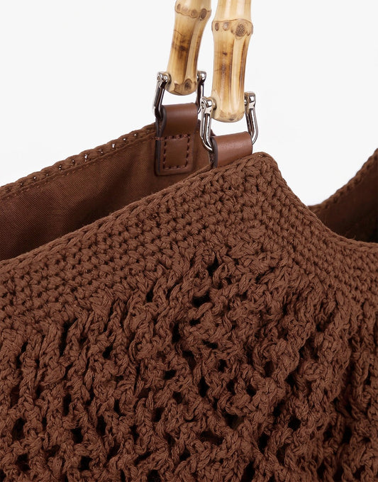 Donkerbruine Gewoven Half Ronde - Tas - Olivia & Kate
