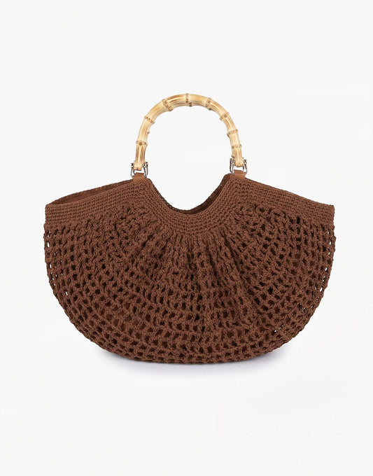 Donkerbruine Gewoven Half Ronde - Tas - Olivia & Kate