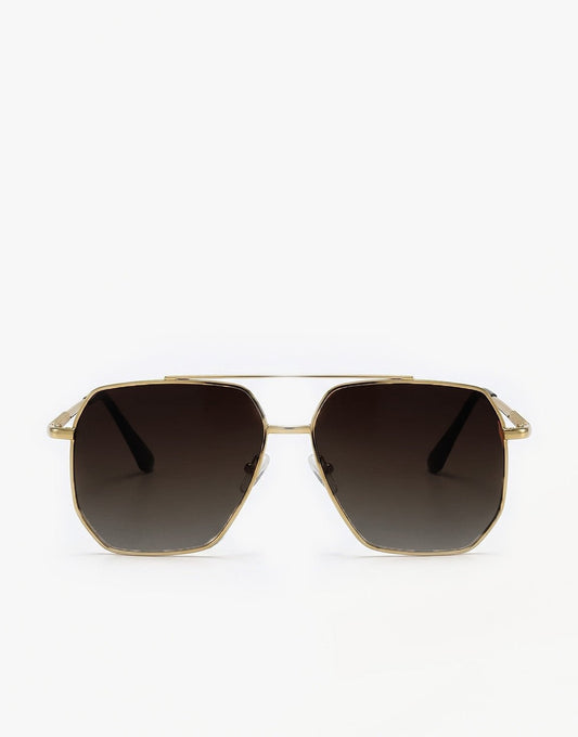 Donkerbruine Gouden Statement Montuur - Zonnebril - Olivia & Kate