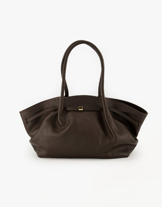 Donkerbruine Grote Leren Shopper - Tas - Olivia & Kate