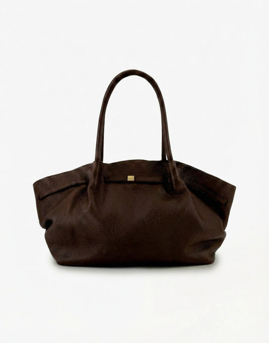 Donkerbruine Grote Leren Shopper - Tas - Olivia & Kate