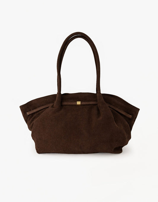 Donkerbruine Grote Suede Shopper - Tas - Olivia & Kate
