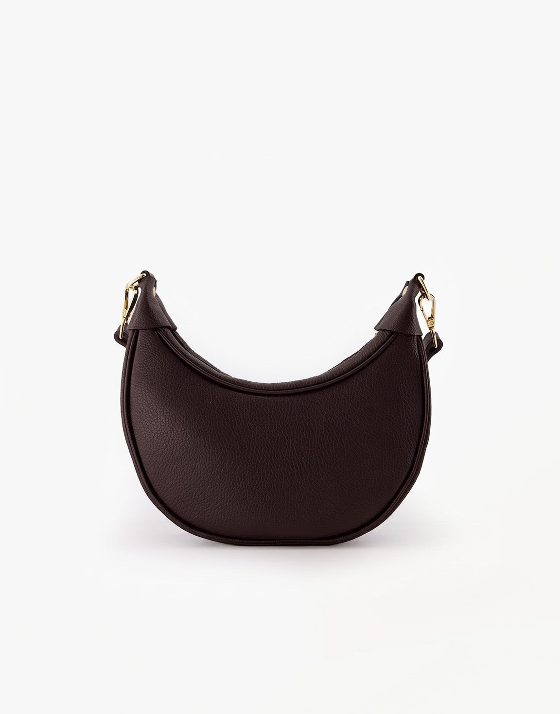 Donkerbruine Half Ronde Leren - Tas - Olivia & Kate