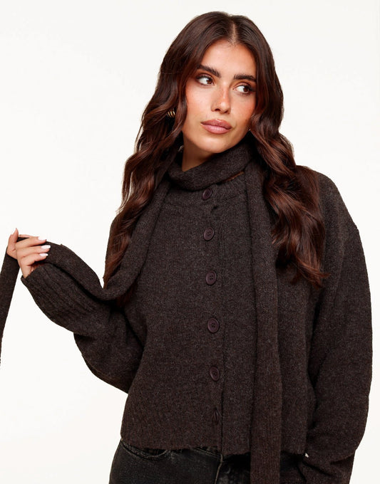 Donkerbruine Kleine Gebreide - Sjaal - Olivia & Kate