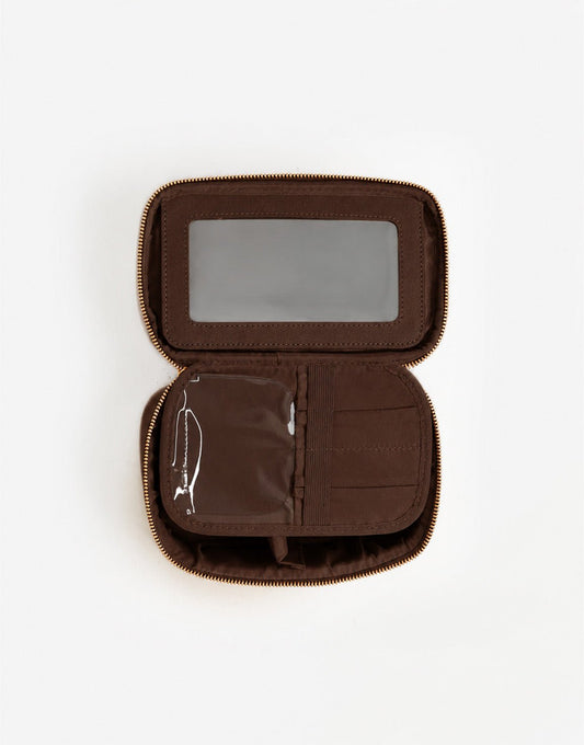 Donkerbruine Kleine Make-Up - Tas - Olivia & Kate