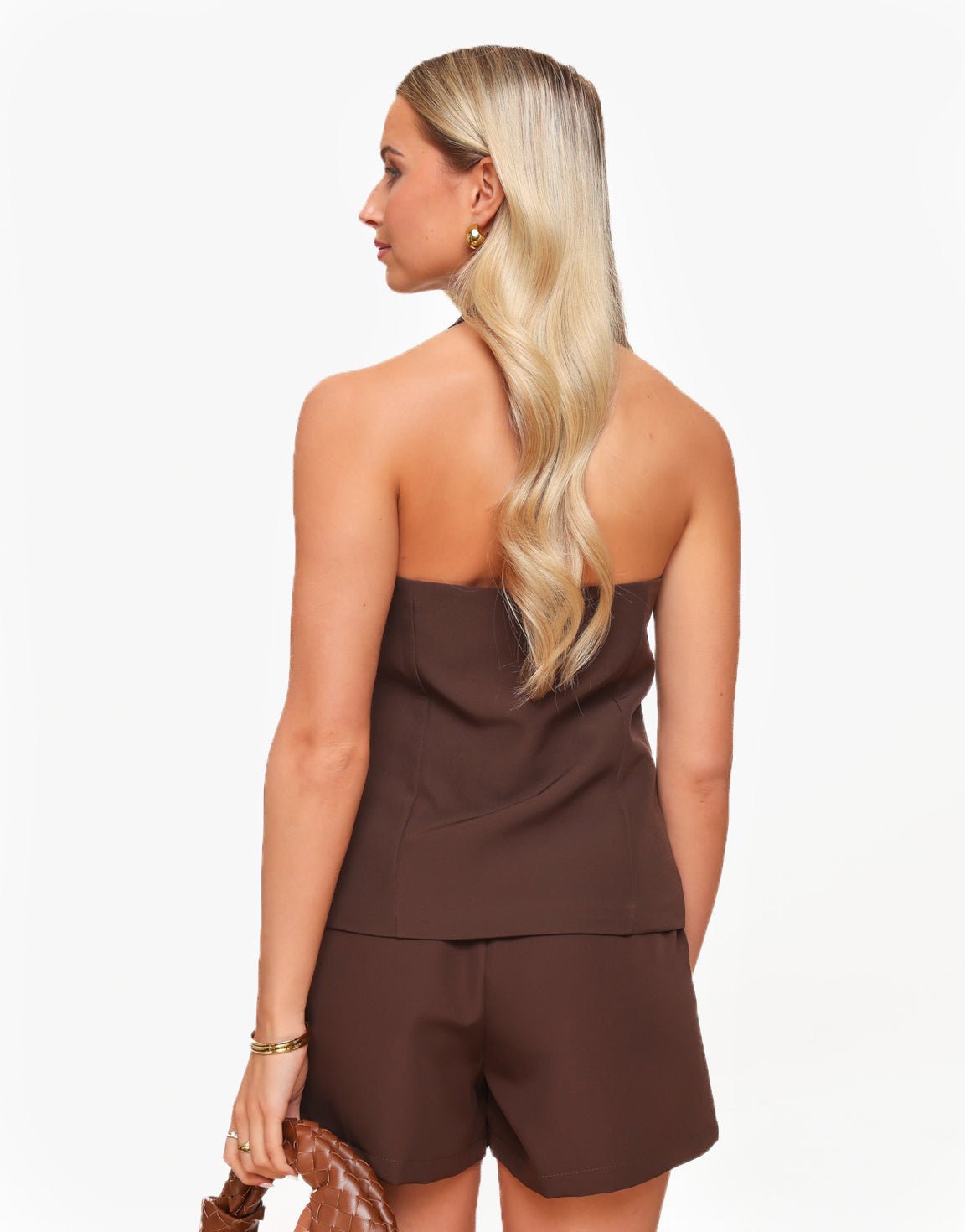 Donkerbruine Lage Halter - Gilet - Olivia & Kate