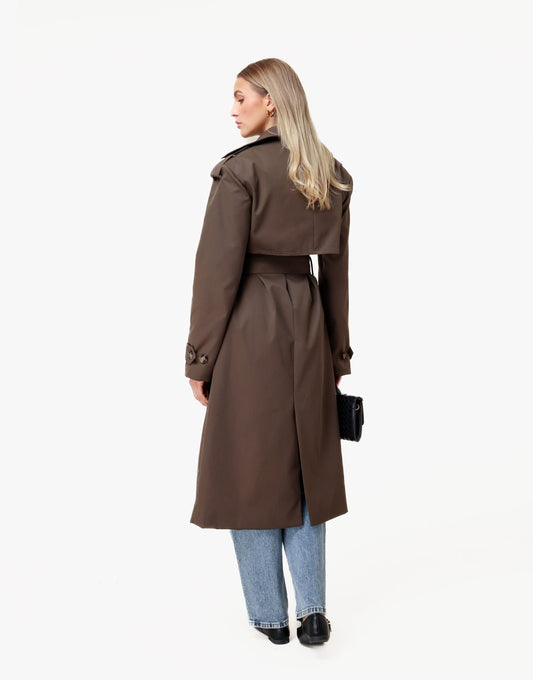 Donkerbruine Lange Detail - Trenchcoat - Olivia & Kate