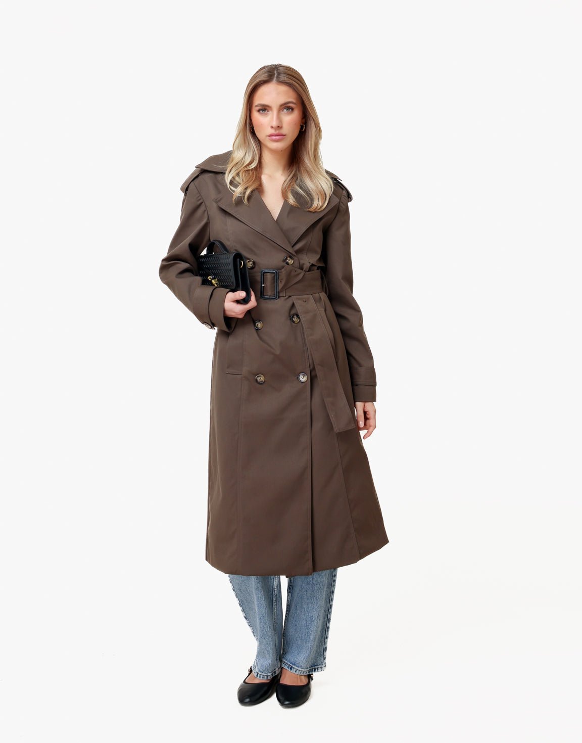 Donkerbruine Lange Detail - Trenchcoat - Olivia & Kate