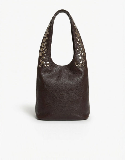 Donkerbruine Langwerpige Zilveren Studs - Tas - Olivia & Kate