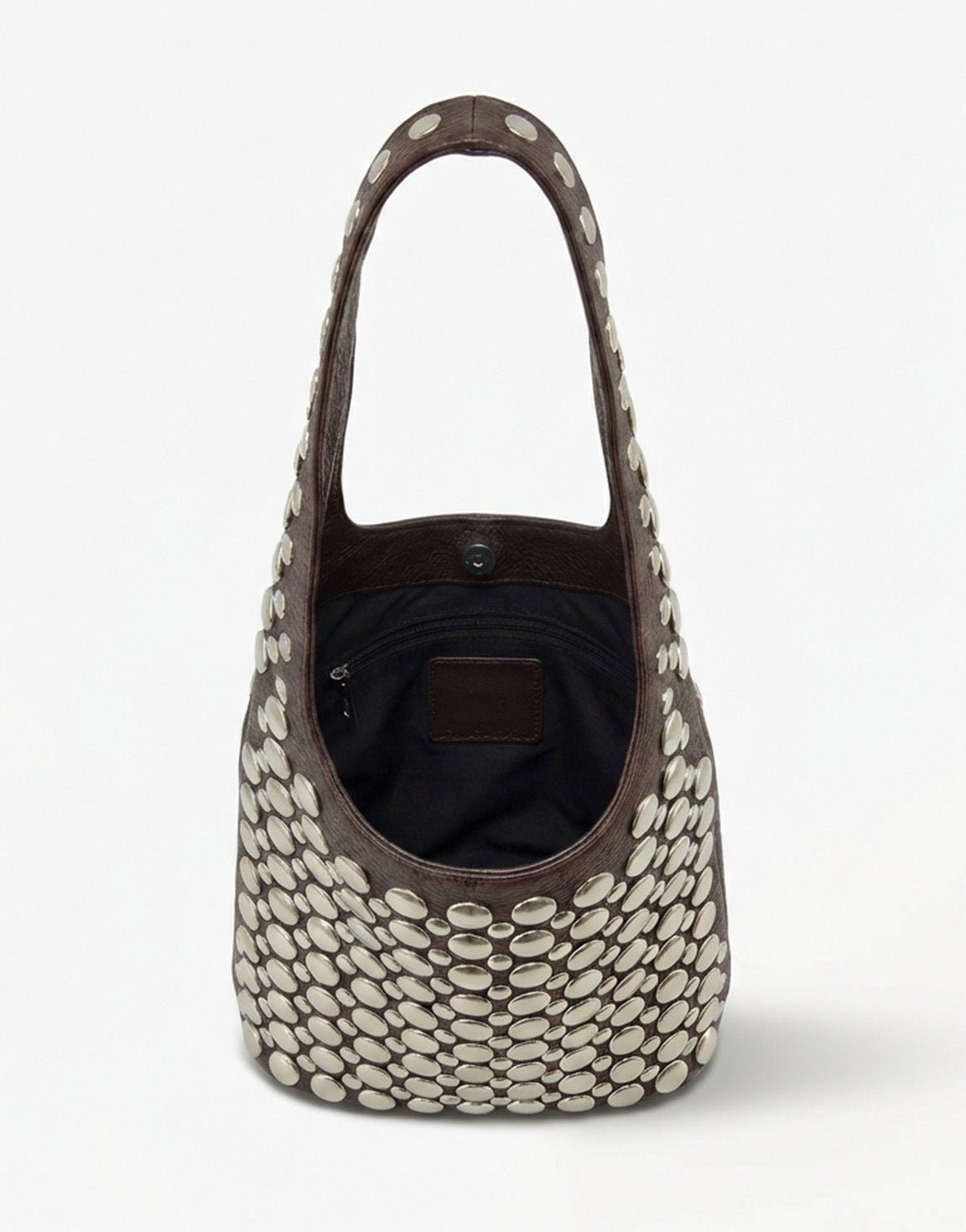 Donkerbruine Langwerpige Zilveren Studs - Tas - Olivia & Kate