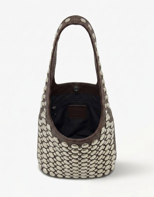 Donkerbruine Langwerpige Zilveren Studs - Tas - Olivia & Kate