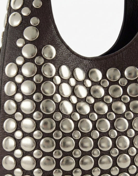 Donkerbruine Langwerpige Zilveren Studs - Tas - Olivia & Kate