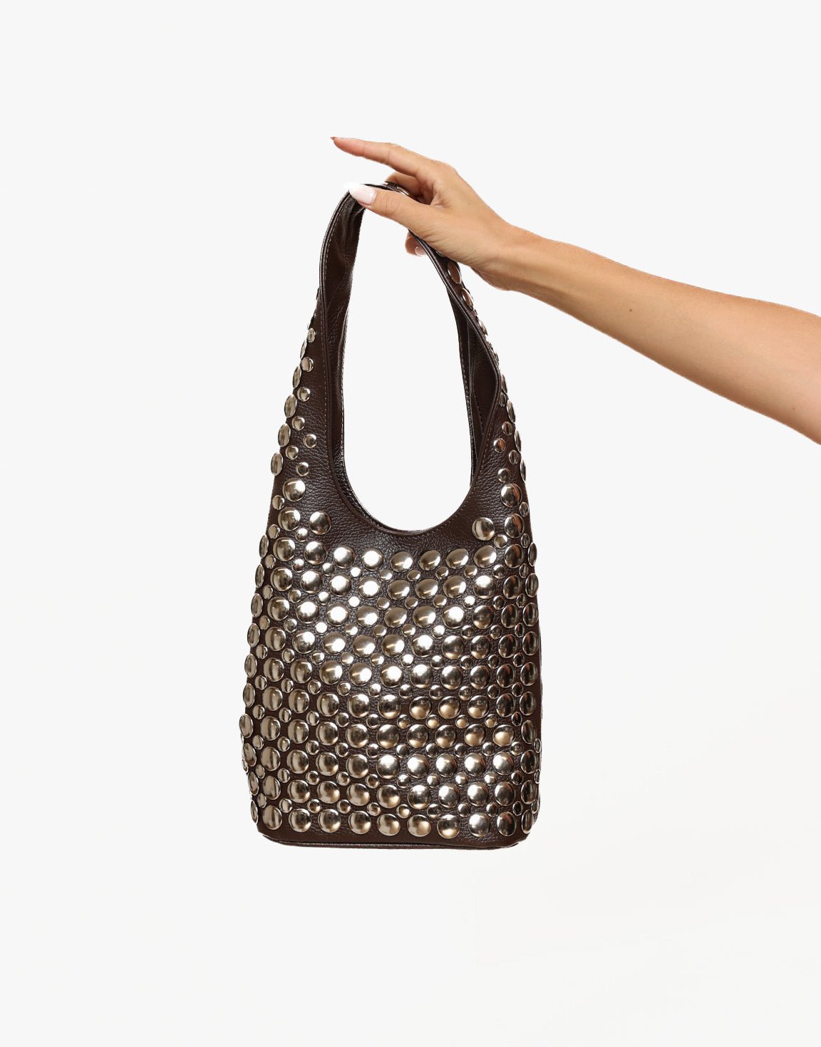 Donkerbruine Langwerpige Zilveren Studs - Tas - Olivia & Kate