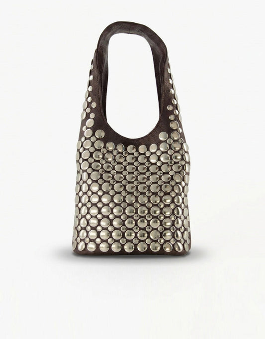 Donkerbruine Langwerpige Zilveren Studs - Tas - Olivia & Kate
