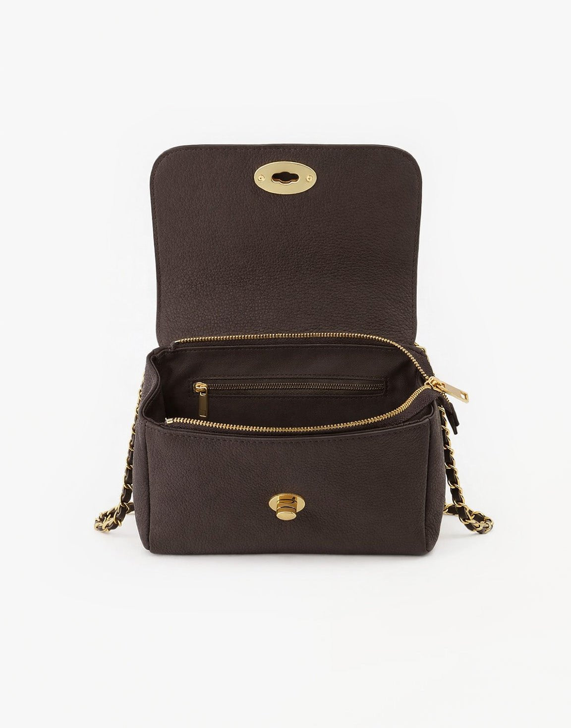 Donkerbruine Leren Crossbody - Tas - Olivia & Kate