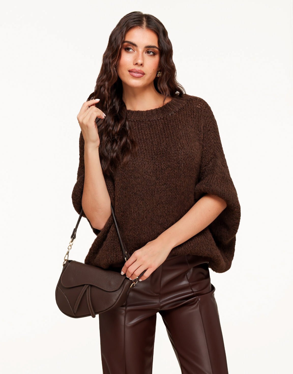 Dark Brown Leather Saddle - Bag - Olivia & Kate