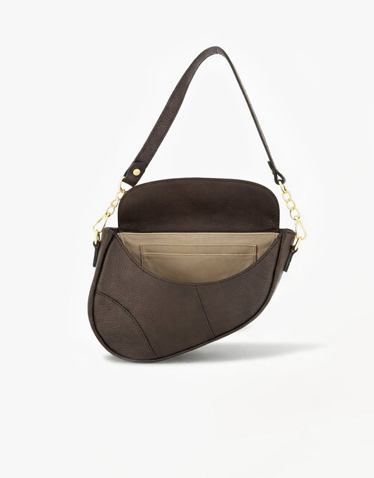Donkerbruine Leren Saddle - Tas - Olivia & Kate