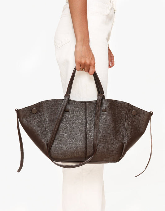 Donkerbruine Leren Wijde - Tas - Olivia & Kate