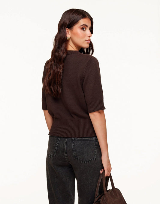 Dark Brown Loose SS - Sweater - Olivia & Kate