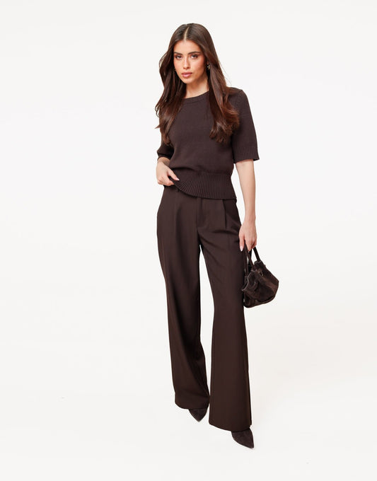 Donkerbruine Losse SS - Trui - Olivia & Kate